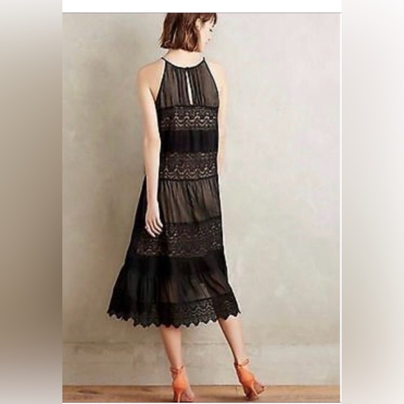NWOT Anthropologie HD in Paris Villanella Black Tiered Lace Maxi Dress Small - Picture 2 of 6